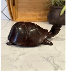 Hand Carved Mahogany Solid Wood Turtle Figurine  home decor tropical